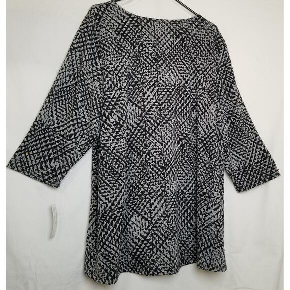 Zac & Rachel Woman Black & Gray Tunic Hi-Low Hem 3/4 Sleeves Boat Neck Size 2X - Picture 3 of 9